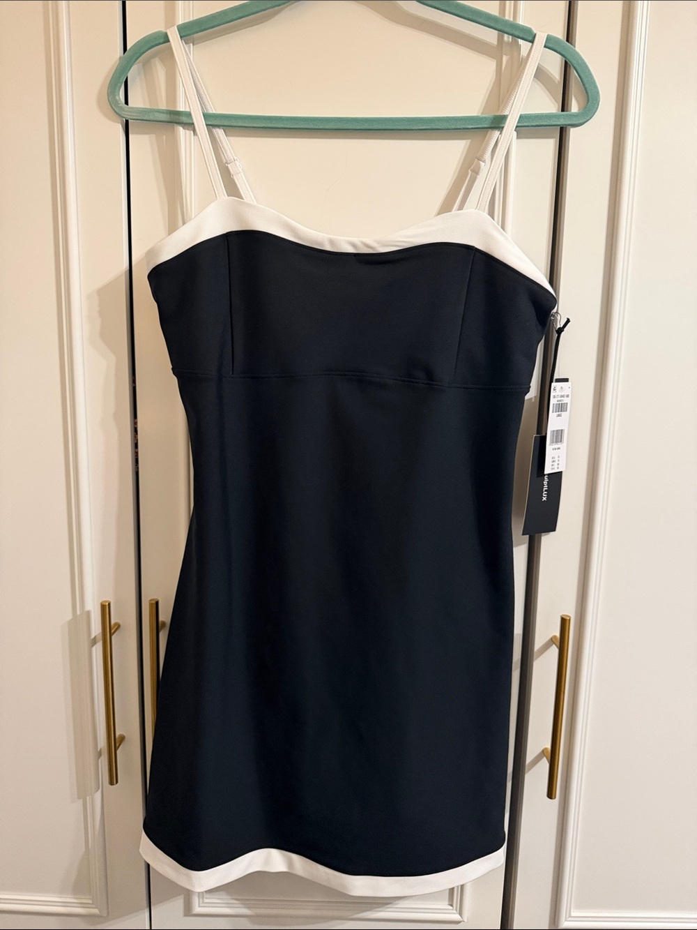 Classic Black Mini Dress with White Contrast Trim